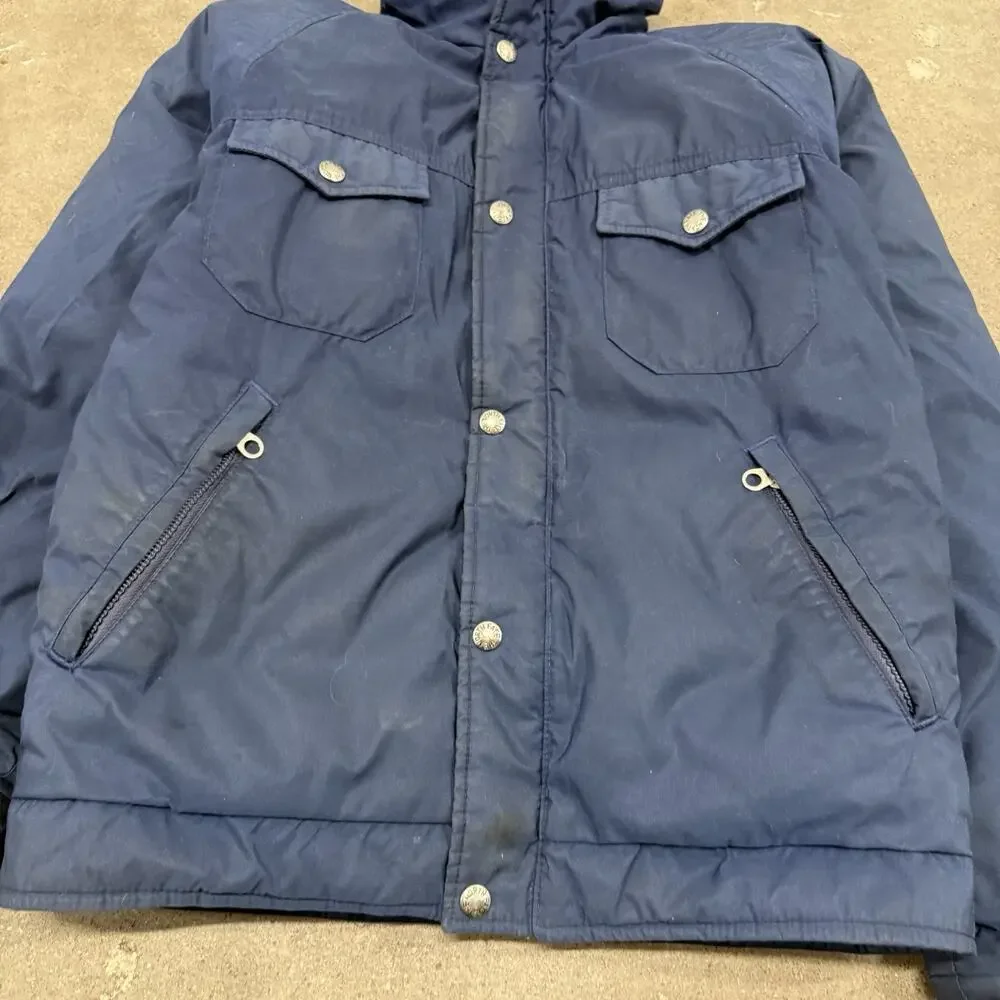 Vintage 70s The North Face TNF Goose Down Puffer Jacket Mens Sz Small Navy Blue